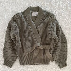 Zara Girls's Sage Green Knit Crossover Cardigan